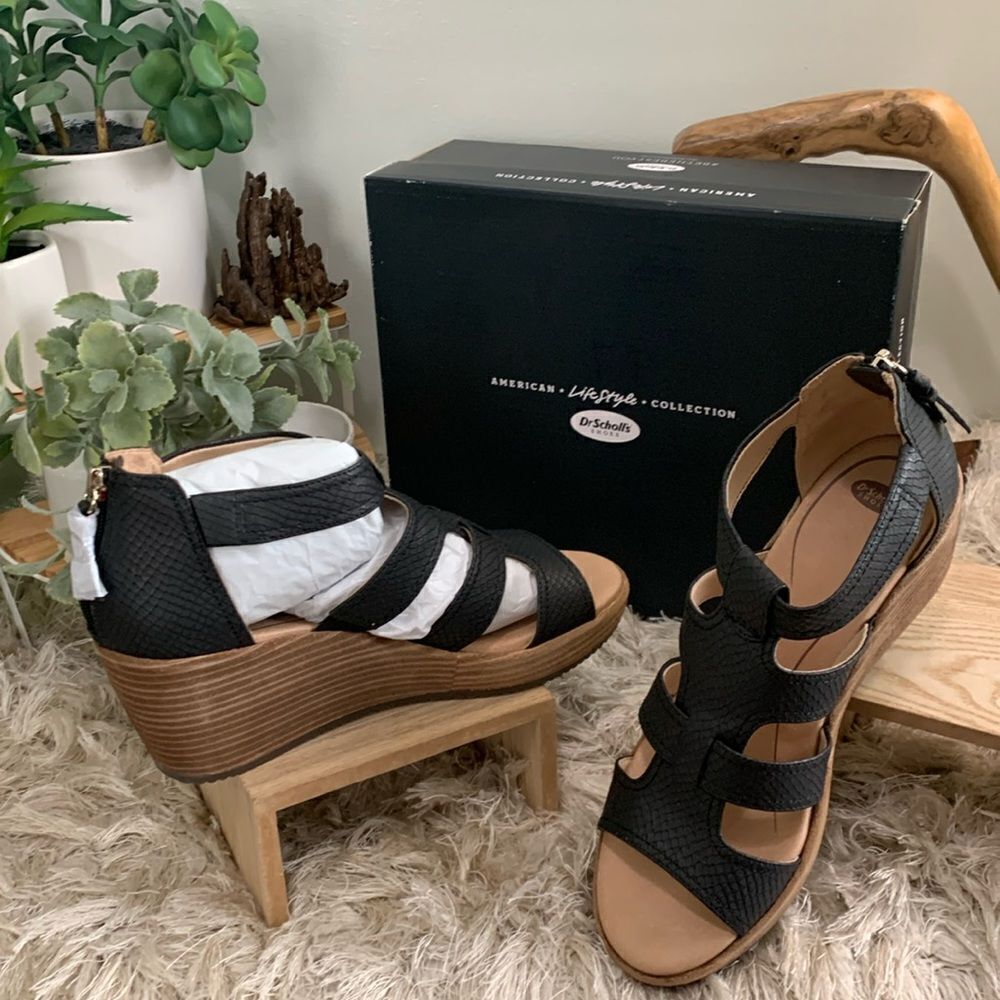Dr. Scholl's Shoes Women's Long Island Ankle Straps Black Sandal Size 10‎ Medium